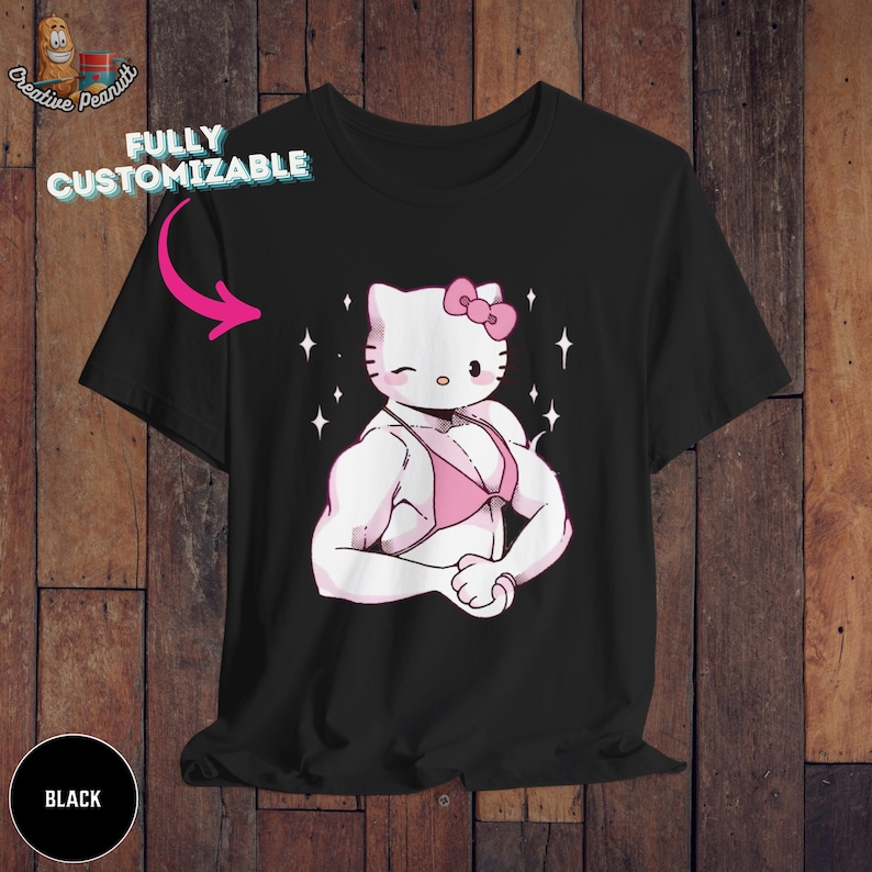 Hello Kitty Shirt Cute Tee Funny Gym Shirt, Bodybuilder Workout Shirt, Gains Shirt, Hello Kitten Cute Shirt, Body Bikini Shirt, Unisex Shirt image 3