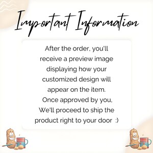 Peut inclure: Informations importantes&nbsp;: Apr&egrave;s avoir pass&eacute; une commande, vous recevrez une image de pr&eacute;visualisation montrant comment votre design personnalis&eacute; appara&icirc;tra sur l'article. Une fois approuv&eacute; par vous, nous exp&eacute;dierons le produit directement &agrave; votre porte.
