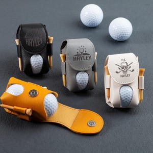 Personalized Golf Ball Bag, Custom Golf Balls Stylish Pouch, Mini Leather Golf Ball Holder, Father&#39;s Day Gift, Leather Golf Travel Bag
