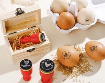 Custom Farm Fresh Egg Stamp, Chicken Coop Gifts for Farmer, Wood box Set Gifts, Chicken Egg Stamp for Farmer, Personalized Own Egg Stamp Kit
