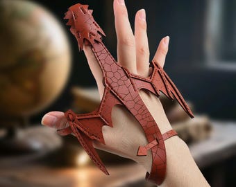 Leather Dragon Wrist, Custom Hand Dragon Bracelet, Adjustable Dragon Pattern Leather Bracelet, Pet Dragon, Golden Dragon Egg Gifts for him