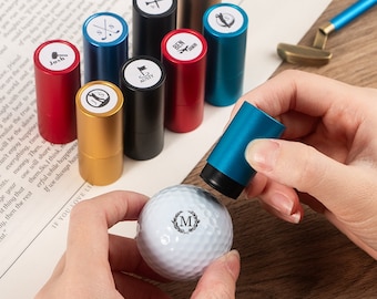 Carimbo de bola de golfe com nome personalizado, marcador de bola de golfe, acessórios de carimbo de bola de tinta colorida, presentes esportivos de golfista para ele, presentes de dia dos pais