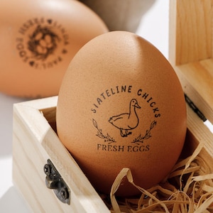 Niestandardowy stempel z jajkiem Farm Fresh, prezenty z kurnika dla rolnika, zestaw pudełek z drewna, stempel z jajkiem dla rolnika, spersonalizowany zestaw stempli z jajkiem