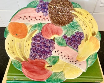 Fitz and Floyd 1988 Calypso Fruit Round Vegetable Bowl or Platter Vintage