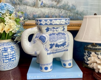 China Seas 象 陶器 置物 花器 小物入 Blue Elephant China Seas 象