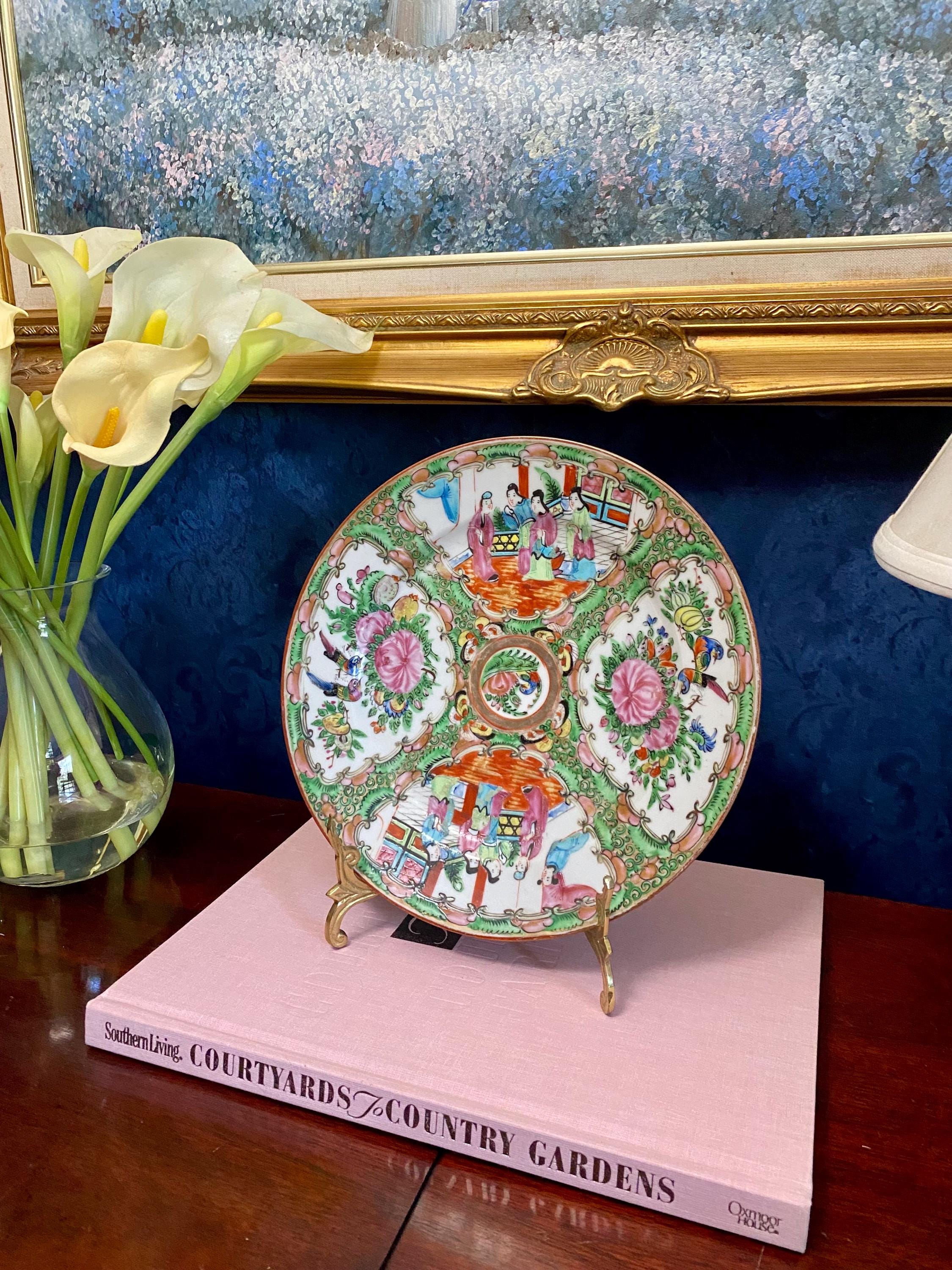 アンティーク　チャイナ　ローズメダリオン ２枚　Chinese Rose アンティーク チャイナ ローズメダリオン 2枚 Chinese Rose