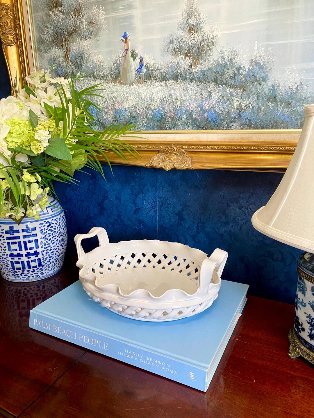 Vintage Portuguese Studio Nova Ruffle Reticulated Ceramic Basket ...