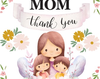 Printable Mother's Day card template, Happy Mother's Day, floral, instant download