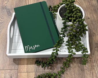 Caderno personalizado A5 estilo couro capa dura pautado | Diário | Bloco de notas para presente | Caneta incluída