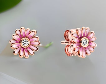 Pink Daisy Stud Earrings Daisy Earrings Flower Studs Small Floral Earrings Floral Earrings Pink Flower Studs Etsy