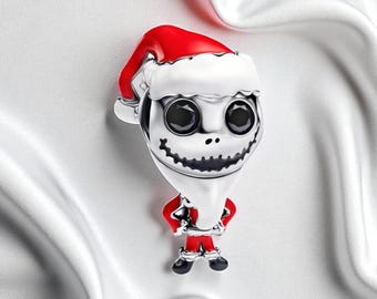 Jack Skellington Charm, Sterling Silver Women’s Jewellery, Cute Gift For Her, Fits On Pandora Bracelet, Xmas Charm, Halloween Charm
