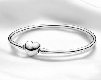 Charming Heart Pendant Bracelet, Sterling Silver Jewellery, Heart Charm Bracelet, Stylish Boho Accessory, Love Jewellery