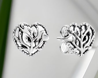 Clous d'oreilles en argent arbre généalogique, boucles d'oreilles arbre généalogique, clous arbre généalogique, clous en argent, boucles d'oreilles arbre en argent