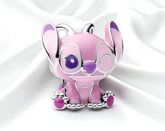 Lilo & Stitch Angel Charm, Sterling Silver Jewellery, Lovely Gift for Her, Fits On Pandora Bracelet