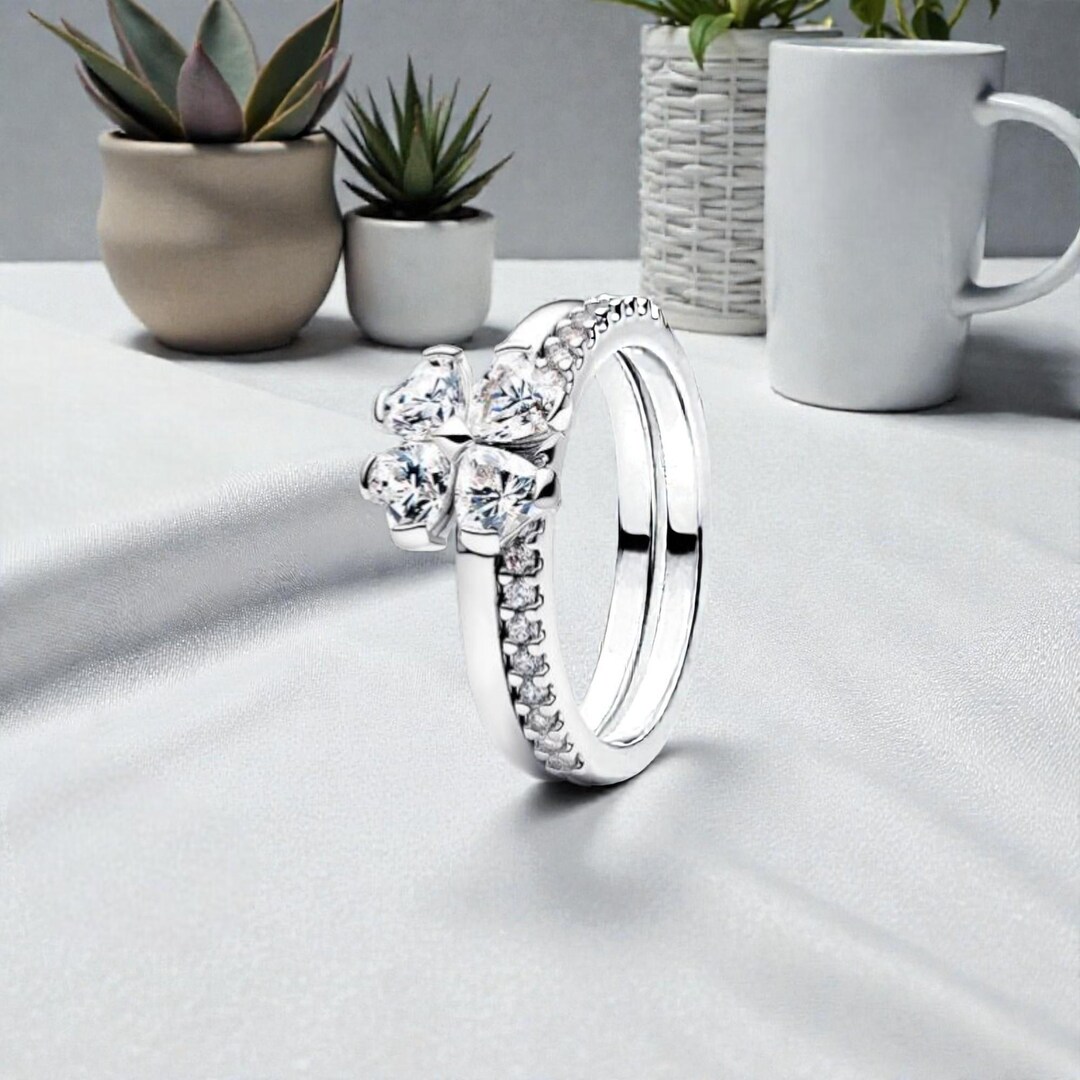 Lucky Clover Splittable Ring for Women, Sterling Silver Clover Ring for ...