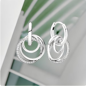 Family Always Encircled Stud Earrings, Entwined Circle Earrings, Earrings for Mum, Sterling Silver Stud Earrings, Pave Stud Earrings