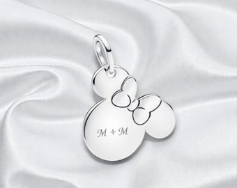 Minnie Mouse Engravable Dangle Charm, Jewellery for Women, Whimsical Disney Accessory, Magical Gift for Her, Fits On Pandora Bracelet