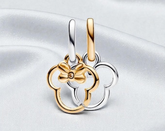 Charming Mickey & Minnie Mouse Split-table Dangle Charm, Pendant Jewellery, Gift for Charms Fans, Fits On Pandora Bracelet