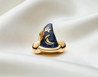 Mickey Zauberhut Anhänger für Frauen, vergoldete Mickey Mouse Anhänger, Emaille himmlischen Anhänger mit Mond und Stern, passt auf Pandora Armband