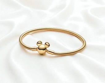 Slangenketting met muissluiting, 14K vergulde momentenstijl, stijlvol sieraad cadeau voor haar