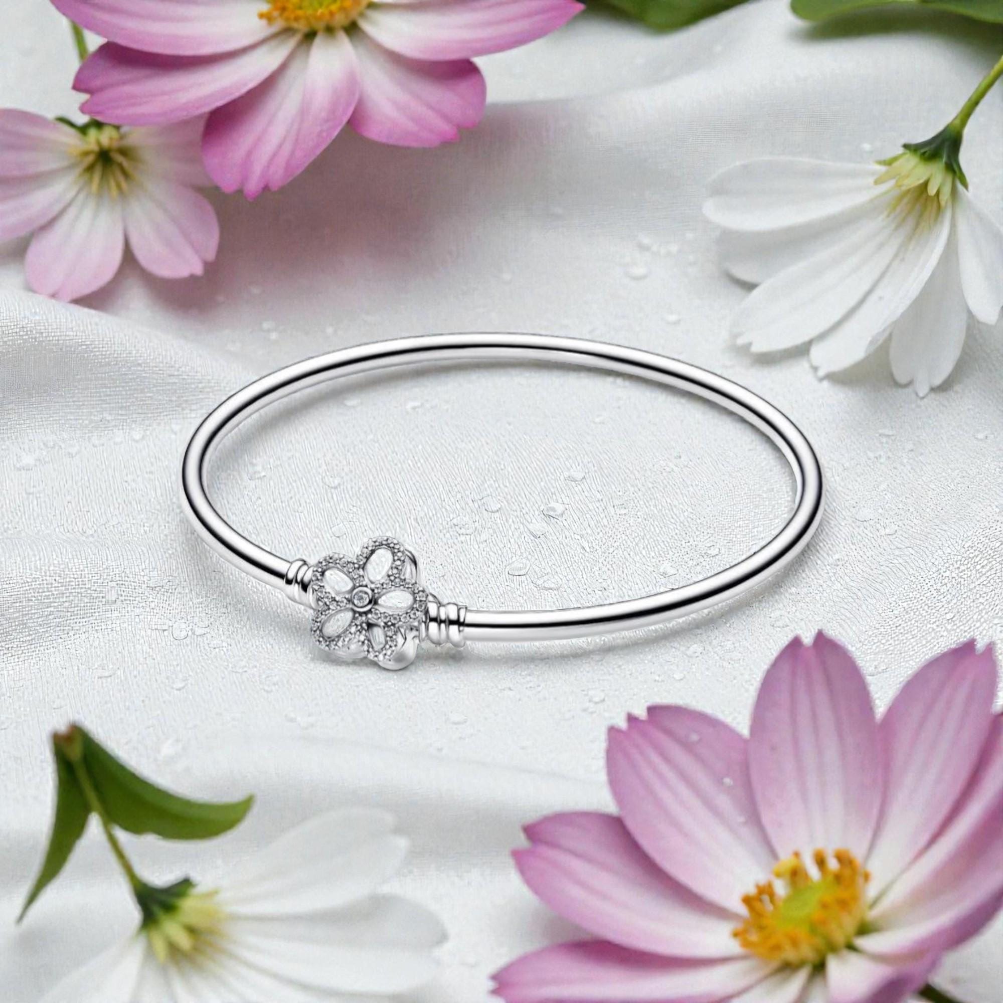 花柄のシルバーバングル - Etsy 日本