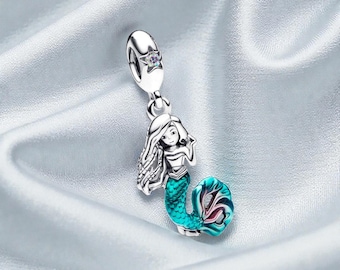Charm colgante de Ariel de La Sirenita, joya original para mujer, regalo mágico para ella, compatible con pulseras Pandora.