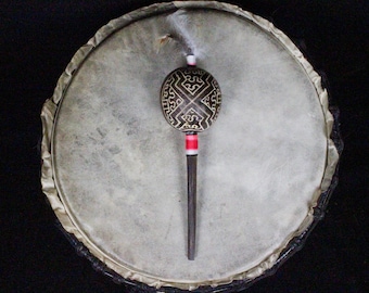 Shaker cerimoniale sciamanico Shipibo / Maracas bifacciali fatte a mano / Strumento spirituale dal Perù