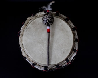 Shaker de cérémonie chamanique Shipibo | Maracas double face faits main | Instrument spirituel du Pérou