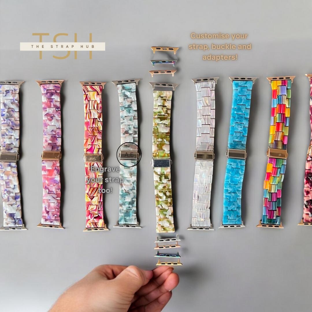 Watch Band Texture Customised Resin Texture Apple Watch Band Engraved Unique Adjustable ...