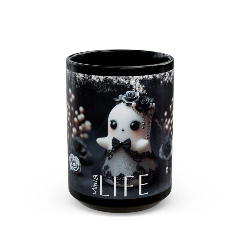 Minialife Funny Ghost Black Mug, Unique Birthday Gift, Spooky Coffee