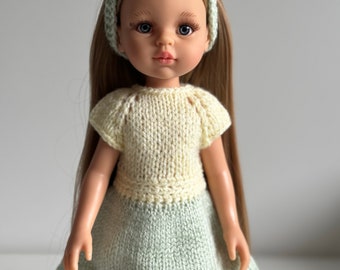 Clothes for the Paola Reina doll (32 cm) yellow and turquoise dress with a headband as a gift!