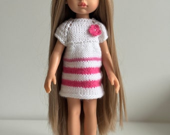 Clothes for the Paola Reina doll (32 cm): white and pink dress + and a white bag!