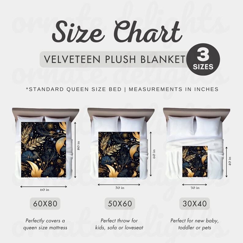 Blanket Mockup Size Guide, Drag and Drop Canva Overlay PNG, Velveteen