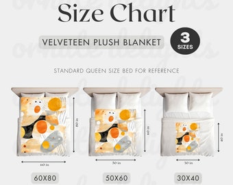 Velveteen Blanket Size Guide, Throw Blanket Measurement Chart, Etsy Square Listing Image, Fleece Sherpa Sizing Comparison 30x40 50x60 60x80