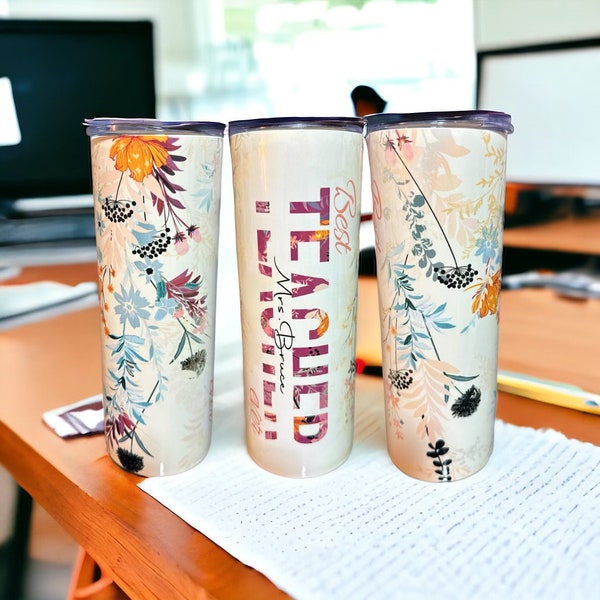 Personalized Teacher Tumbler Gift Custom Name Teacher Cup Teacher Appreciation Skinny Tumbler Teacher Gifts End Of Year Teacher Gift