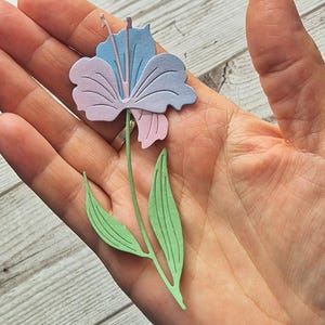 Zestaw 2 pastelowych kwiatów papierowych – ręcznie robione ozdoby do scrapbookingu, artykuły do tworzenia kartek, papier lawendowy, zestaw, wykrojniki kwiatowe, zestaw do majsterkowania