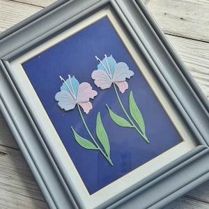 Set di 4 fiori di carta pastello - Decorazioni per album di ritagli fatte a mano, articoli per la creazione di biglietti, carta lavanda, set, fustelle floreali, kit fai da te