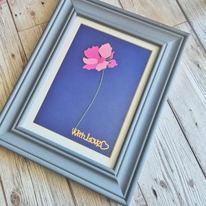 Fiore di carta fatto a mano - Delicato fiore rosa da 13 cm / Regalo premuroso, Scrapbooking, Decorazione per diario, Accessorio per la posa piatta, Arte della carta