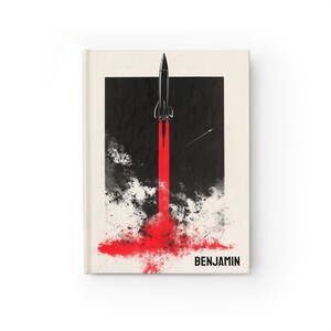 Personalized Space Rocket Journal Gift Custom Sci-fi Astronomy Lover Planets Flames