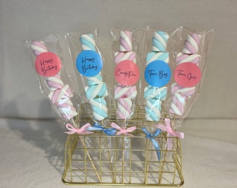 Pink or blue marshmallow skewer