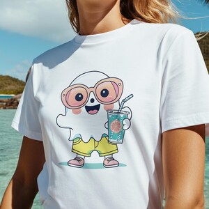 Cute Ghost PNG Summerween Iced Trendy Ghostly Halloweening Shirt Summerween Vibes Halloween Summer Halloween PNG Summerween Gift Shirts