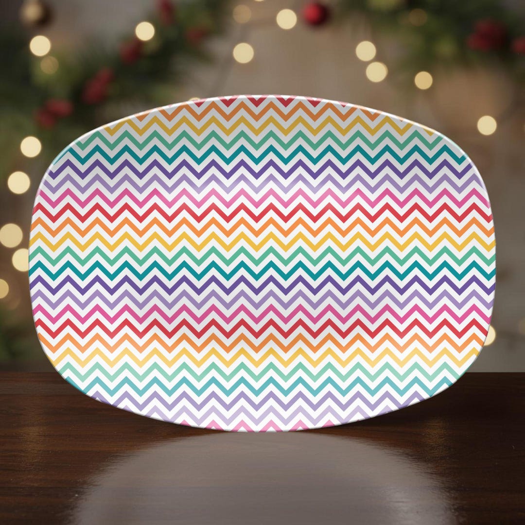 Colorful Striped Platter, Rainbow Festive Platter, Holiday Dinner ...