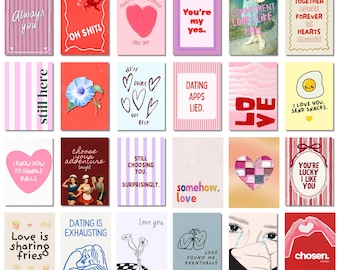 24 impresiones de arte de pared de amor, citas románticas, estilo moderno de San Valentín / Descarga digital