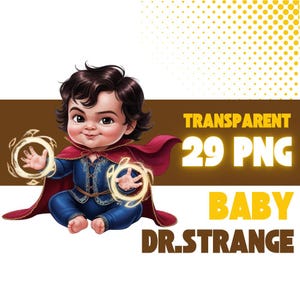 29 Baby Dr Strange Clipart Comic niedlichen Kleinkind Junge Zauberer Junge Zauberer Superheld Dr. Strange Magie Baby Comic Cartoon PNG Clipart Bundle