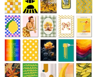 21 impresiones de arte mural amarillo, colección de pósteres modernos, decoración de pared de galería, descarga digital