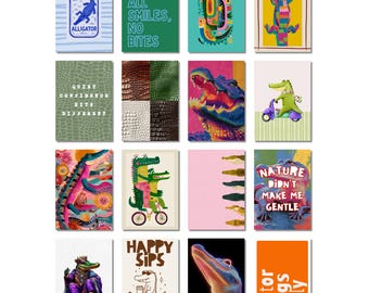 16 impresiones de arte mural de caimanes / Descarga digital de arte de caimanes