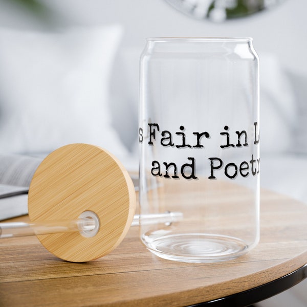 Taylor Swift-inspired 'All's Fair in Love and Poetry' Sipper Cup Vintage Typewriter Quote Gift for Swiftie Present TTPD Song Lyrics Tumbler