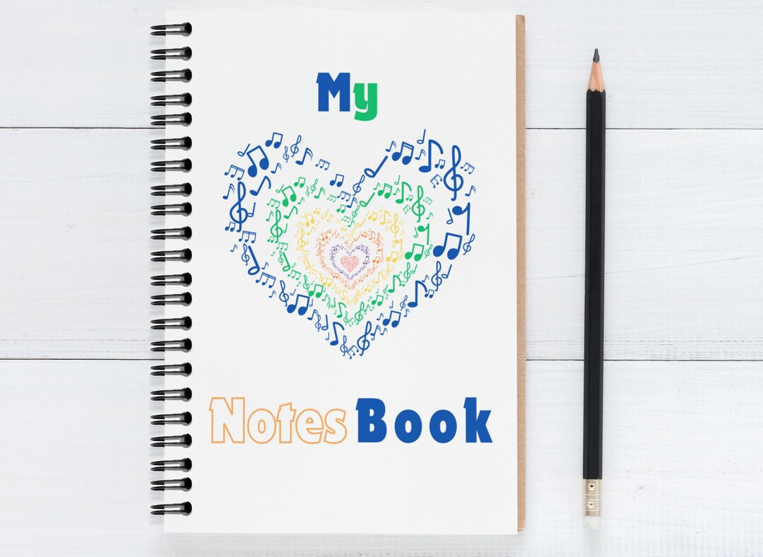 Colorful Music Notes Heart Shape Notebook Cute 'my Notes Book' Cute ...