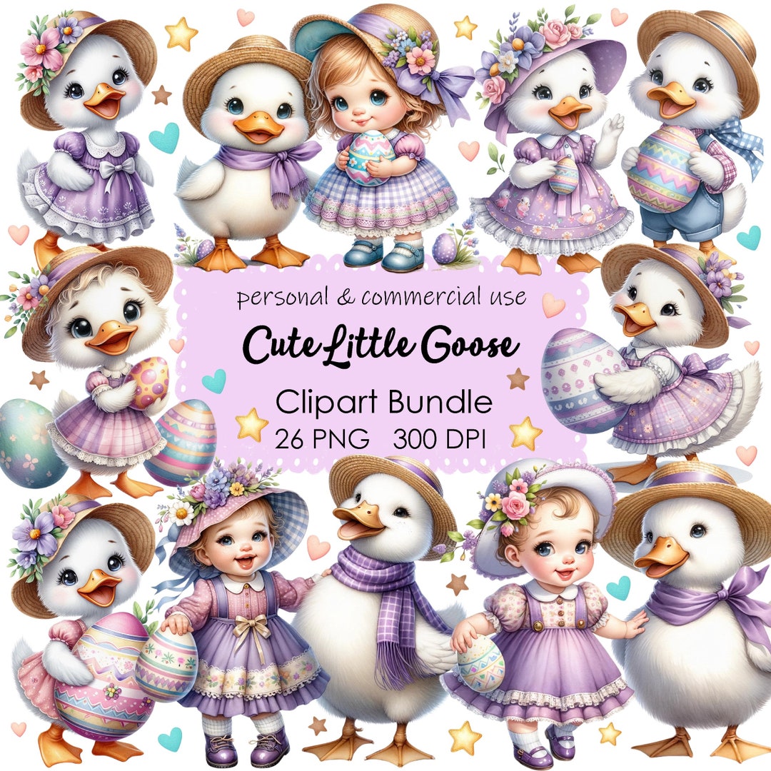 Watercolor Goose Clipart – Vintage Easter Girl, Transparent PNG ...