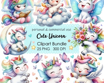 Magical Unicorn Clipart Bundle - PNG Files, Instant Digital Download